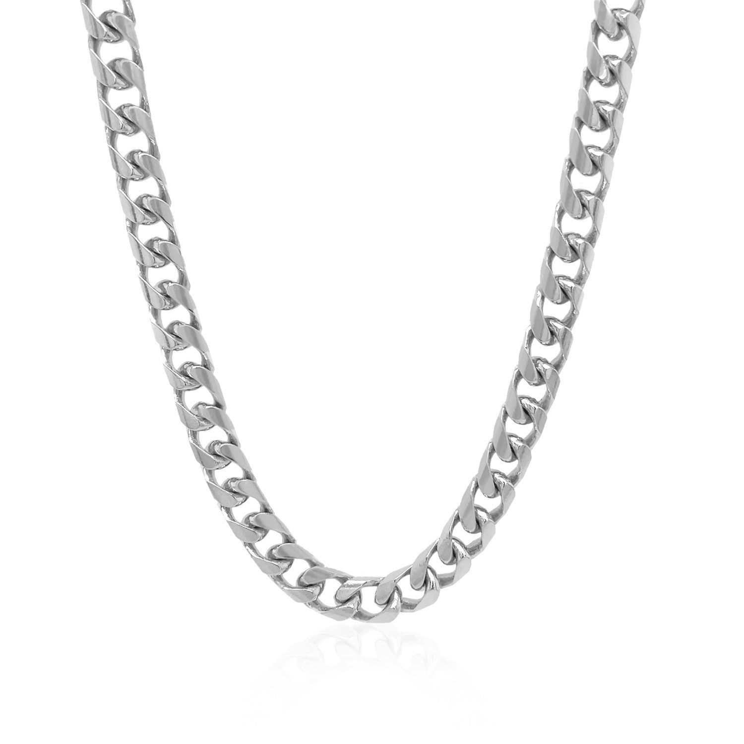 14k White Gold Solid Miami Cuban Chain (6.00 mm) - Ellanice