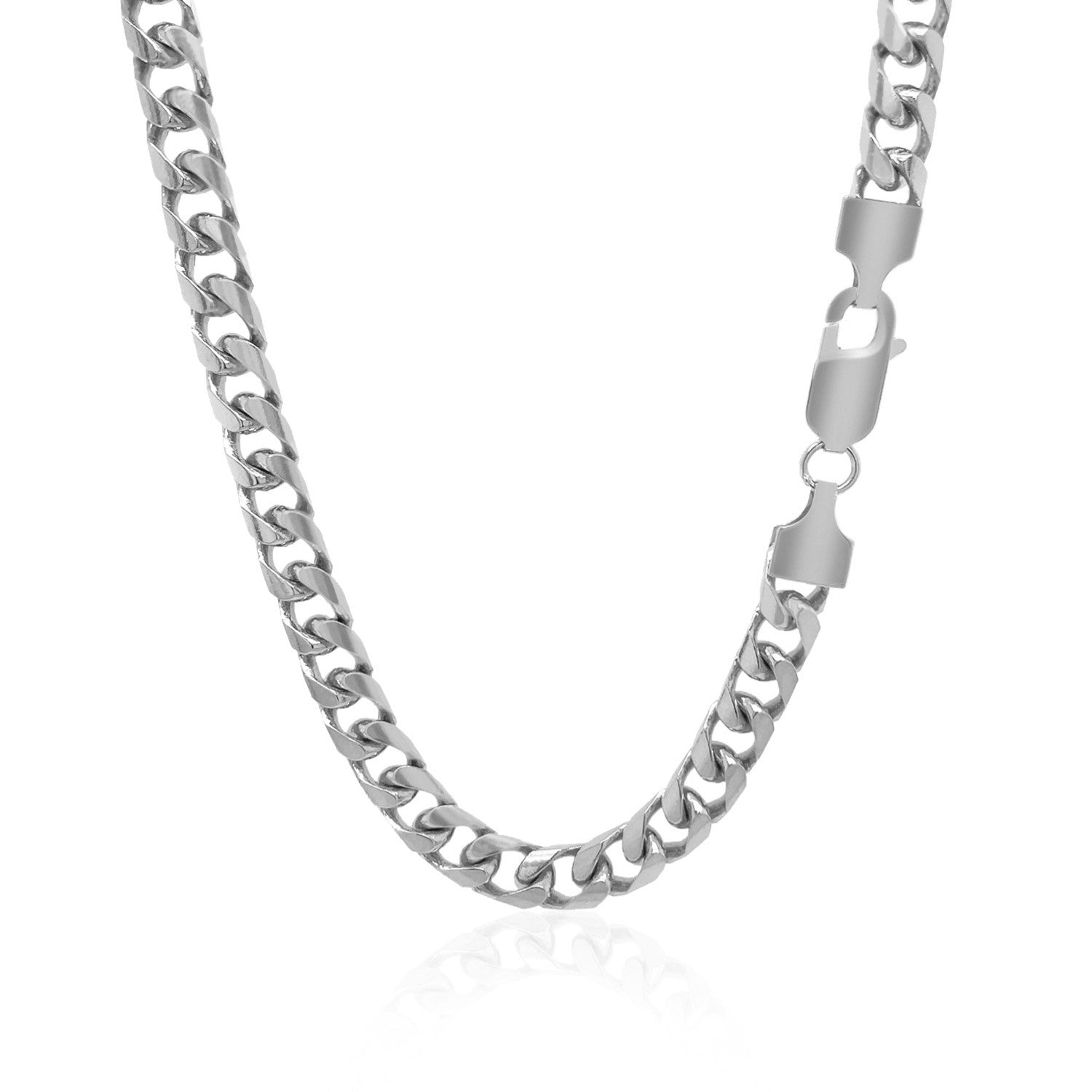 14k White Gold Solid Miami Cuban Chain (6.00 mm) - Ellanice