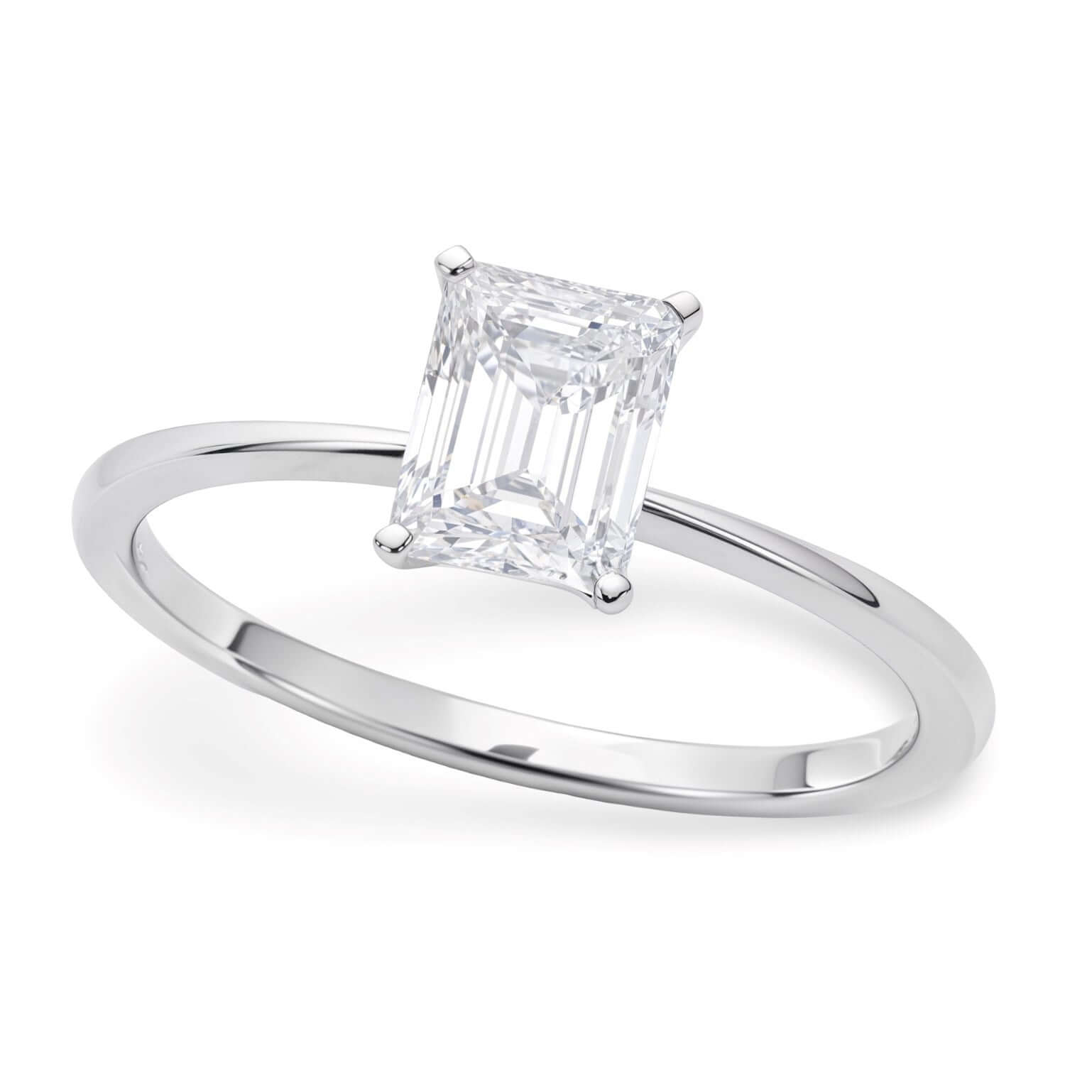 1 Carat Radiant Lab Grown IGI G/VS1 Diamond Solitaire Ring in Sterling Silver - Ellanice
