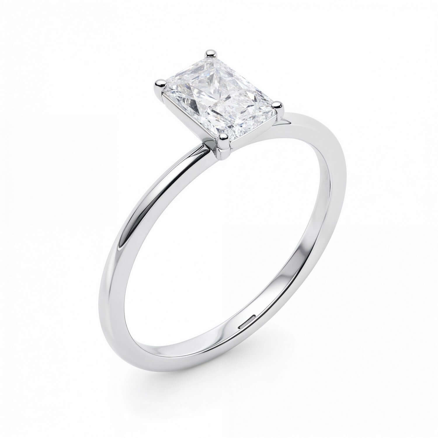1 Carat Radiant Lab Grown IGI G/VS1 Diamond Solitaire Ring in Sterling Silver - Ellanice