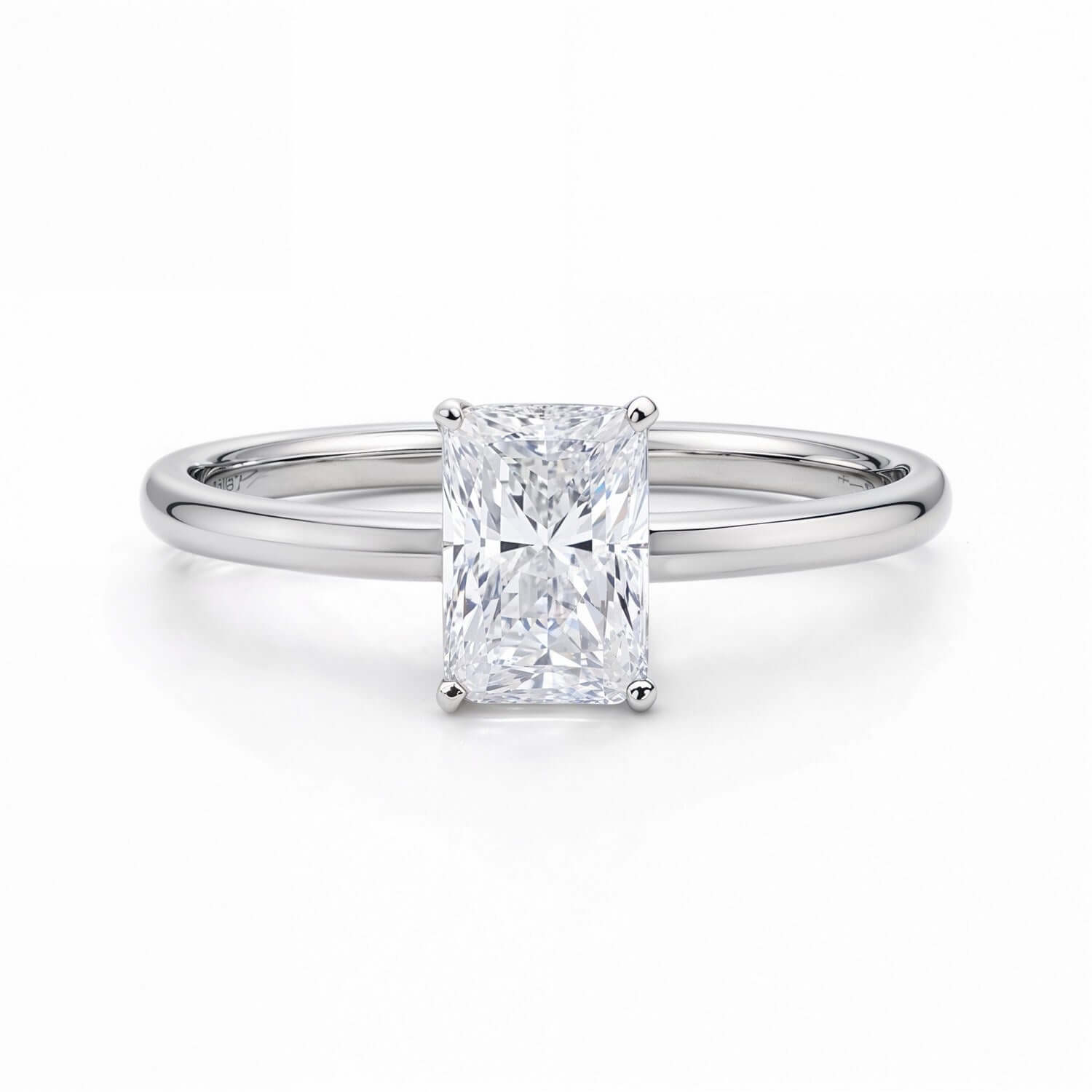 1 Carat Radiant Lab Grown IGI G/VS1 Diamond Solitaire Ring in Sterling Silver - Ellanice