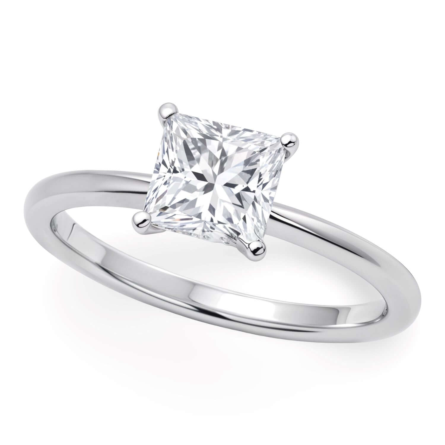 1 Carat Princess Lab Grown IGI G/VS1 Diamond Solitaire Ring in Sterling Silver - Ellanice