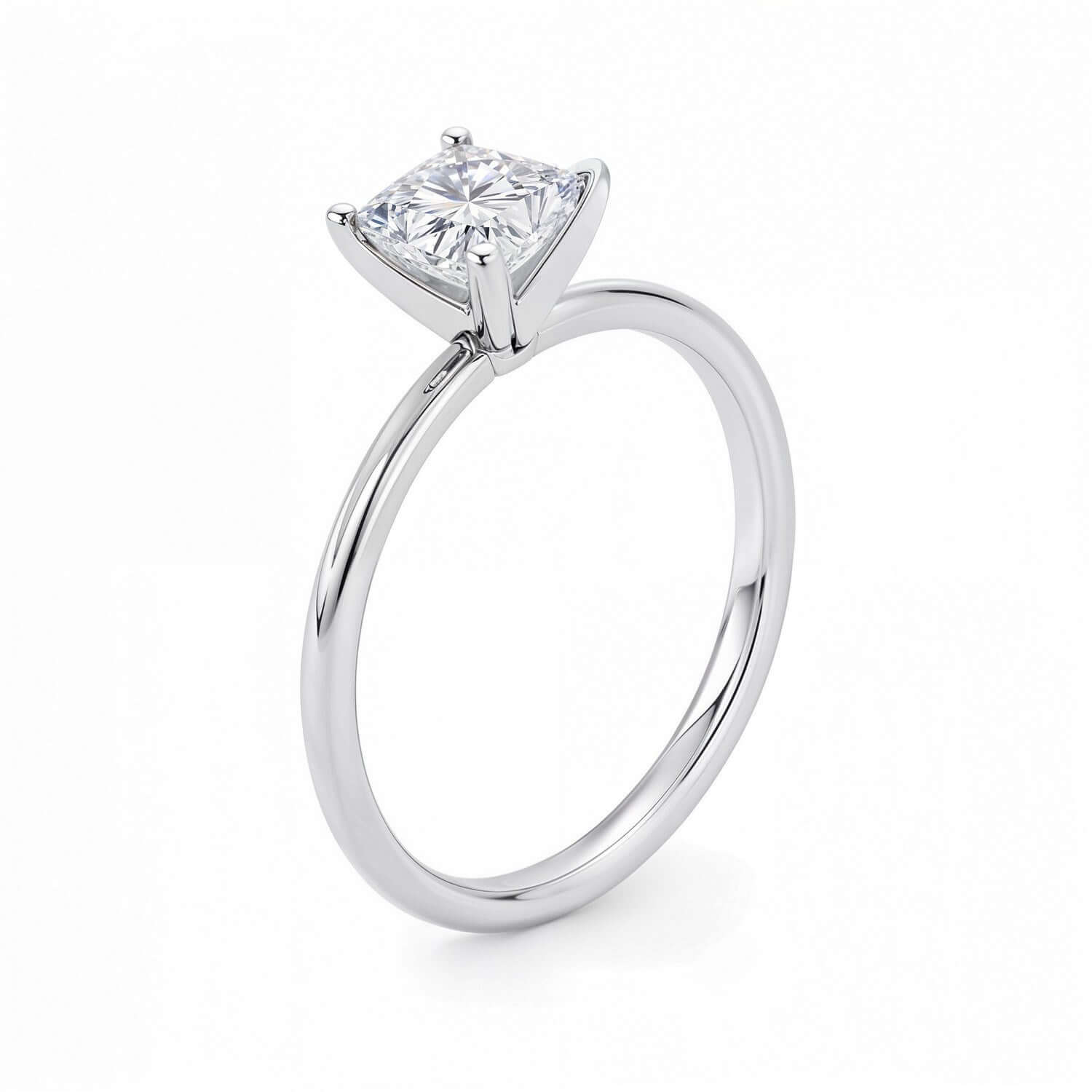 1 Carat Princess Lab Grown IGI G/VS1 Diamond Solitaire Ring in Sterling Silver - Ellanice