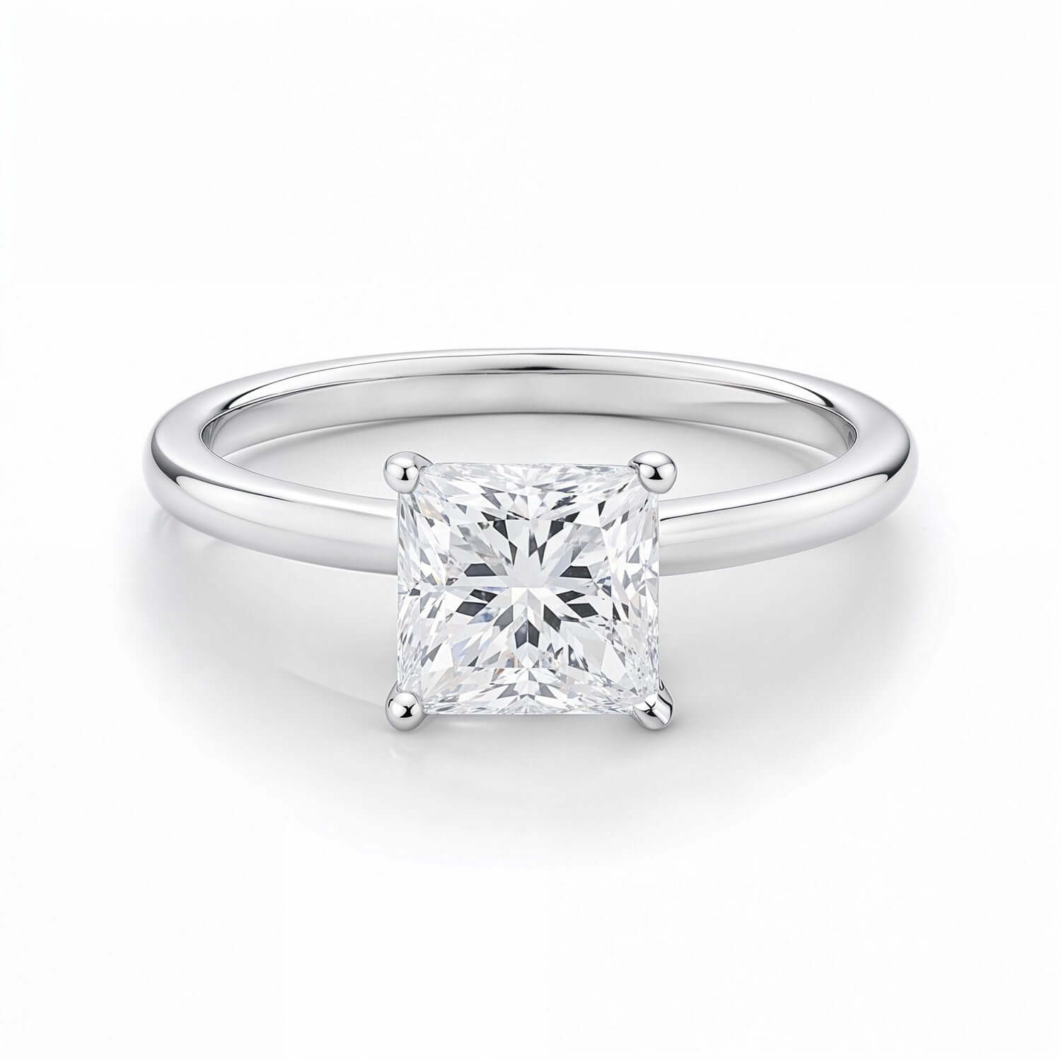 1 Carat Princess Lab Grown IGI G/VS1 Diamond Solitaire Ring in Sterling Silver - Ellanice