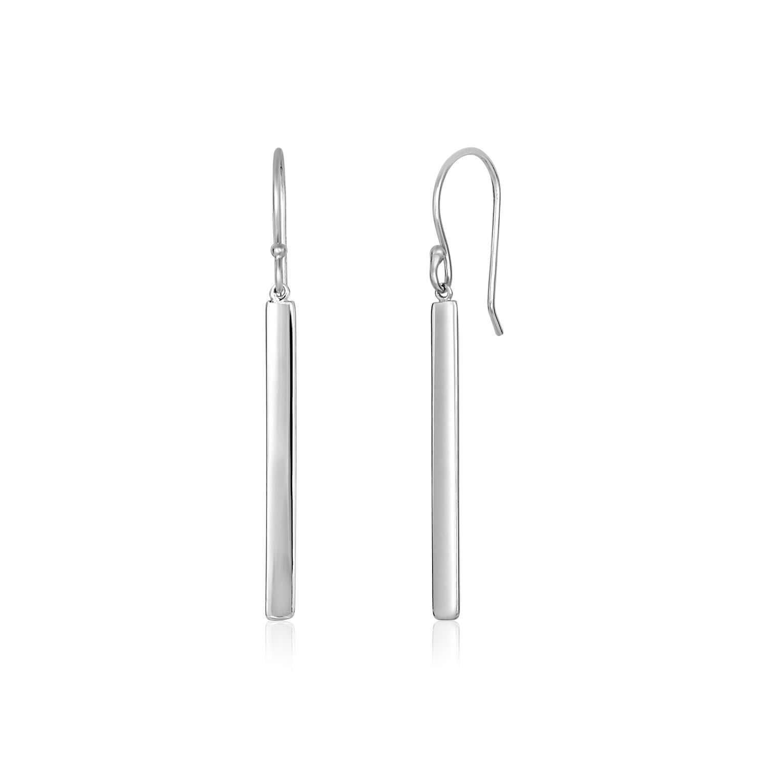 Sterling Silver Polished Bar Earrings - Ellanice