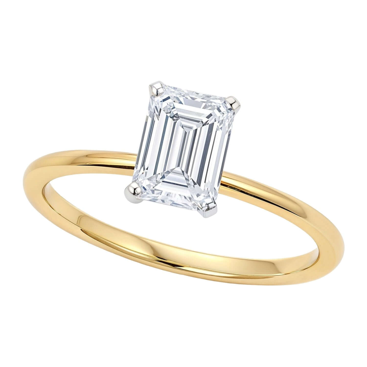 1.5 Carat IGI Certified Emerald Lab Grown Diamond Solitaire Ring in 14K Yellow Gold - Ellanice