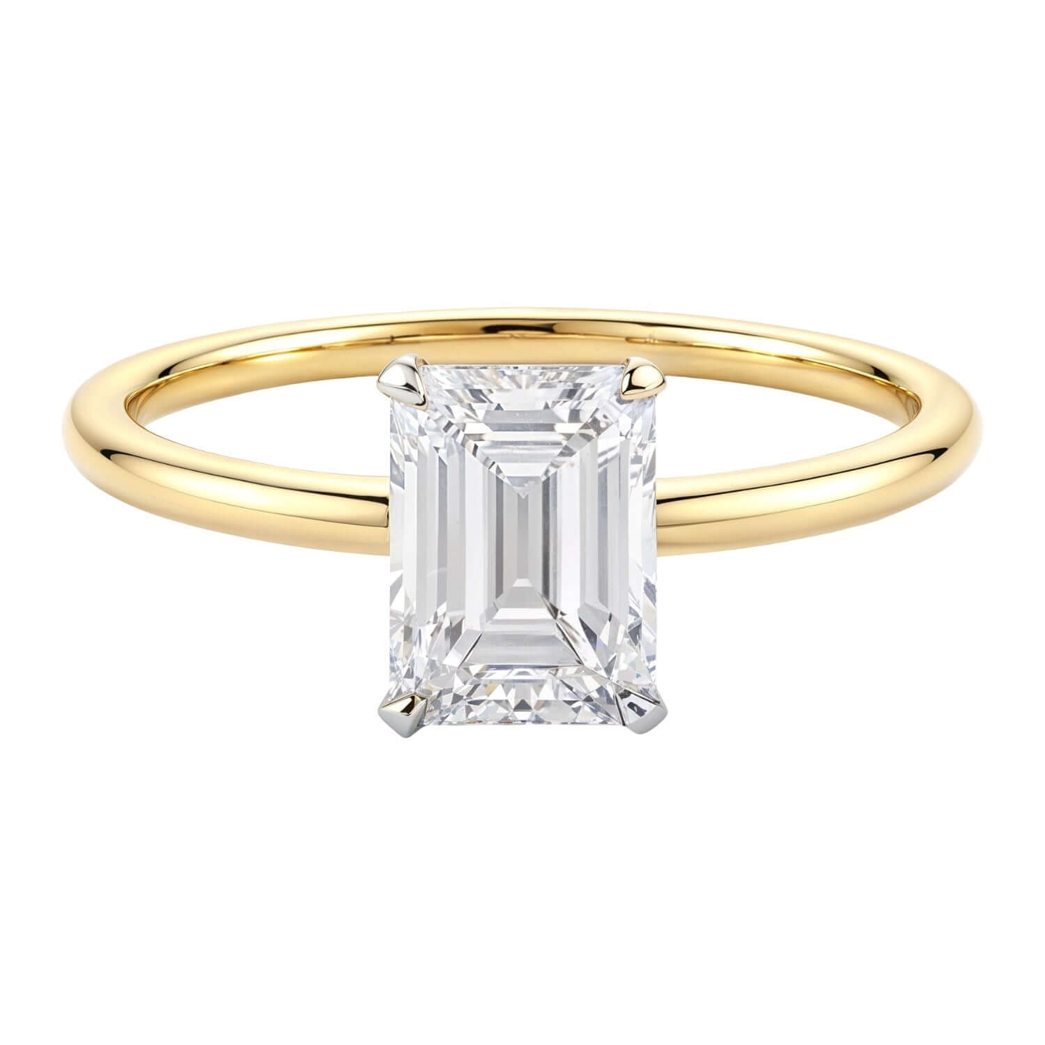 1.5 Carat IGI Certified Emerald Lab Grown Diamond Solitaire Ring in 14K Yellow Gold - Ellanice