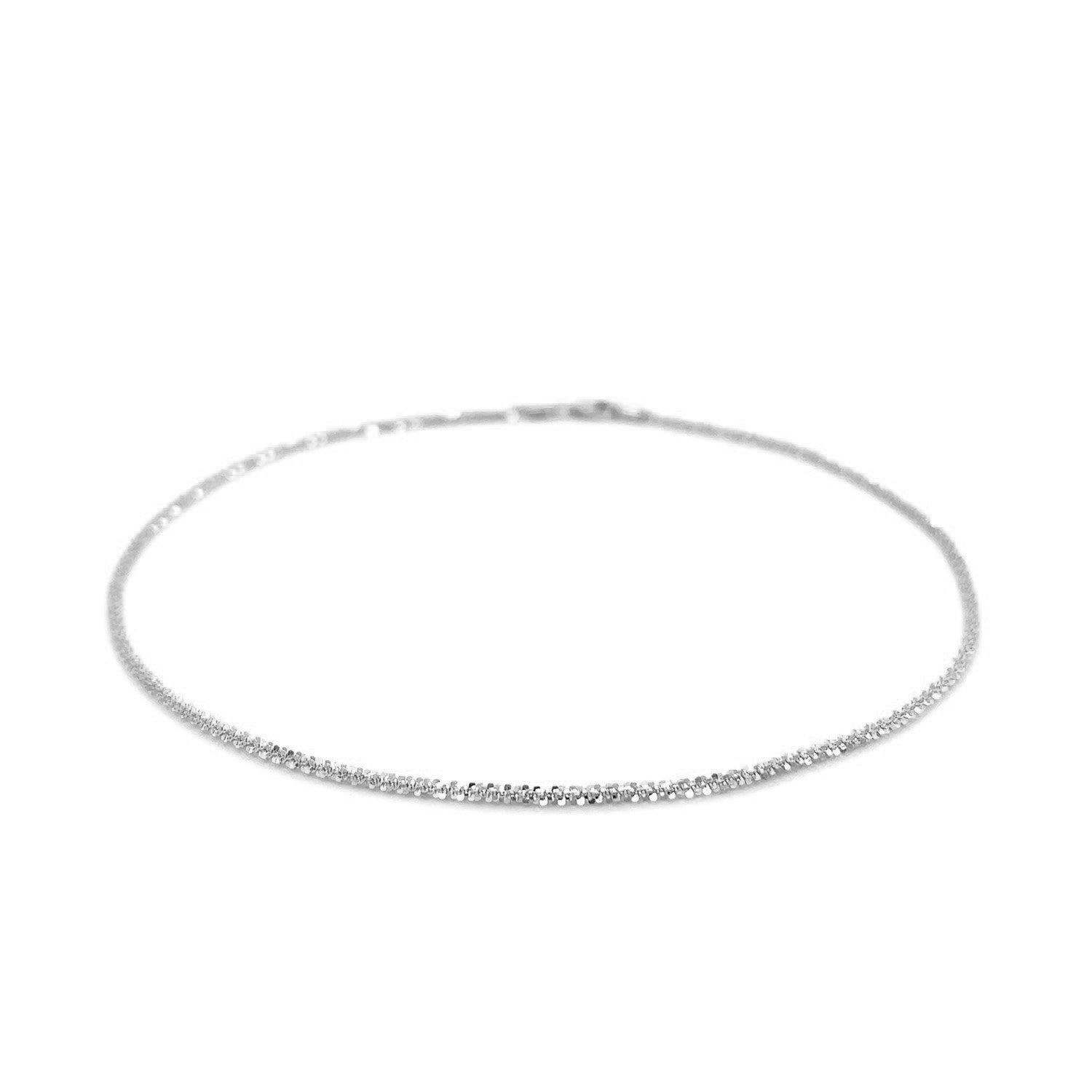 10k White Gold Sparkle Anklet 1.5mm - Ellanice