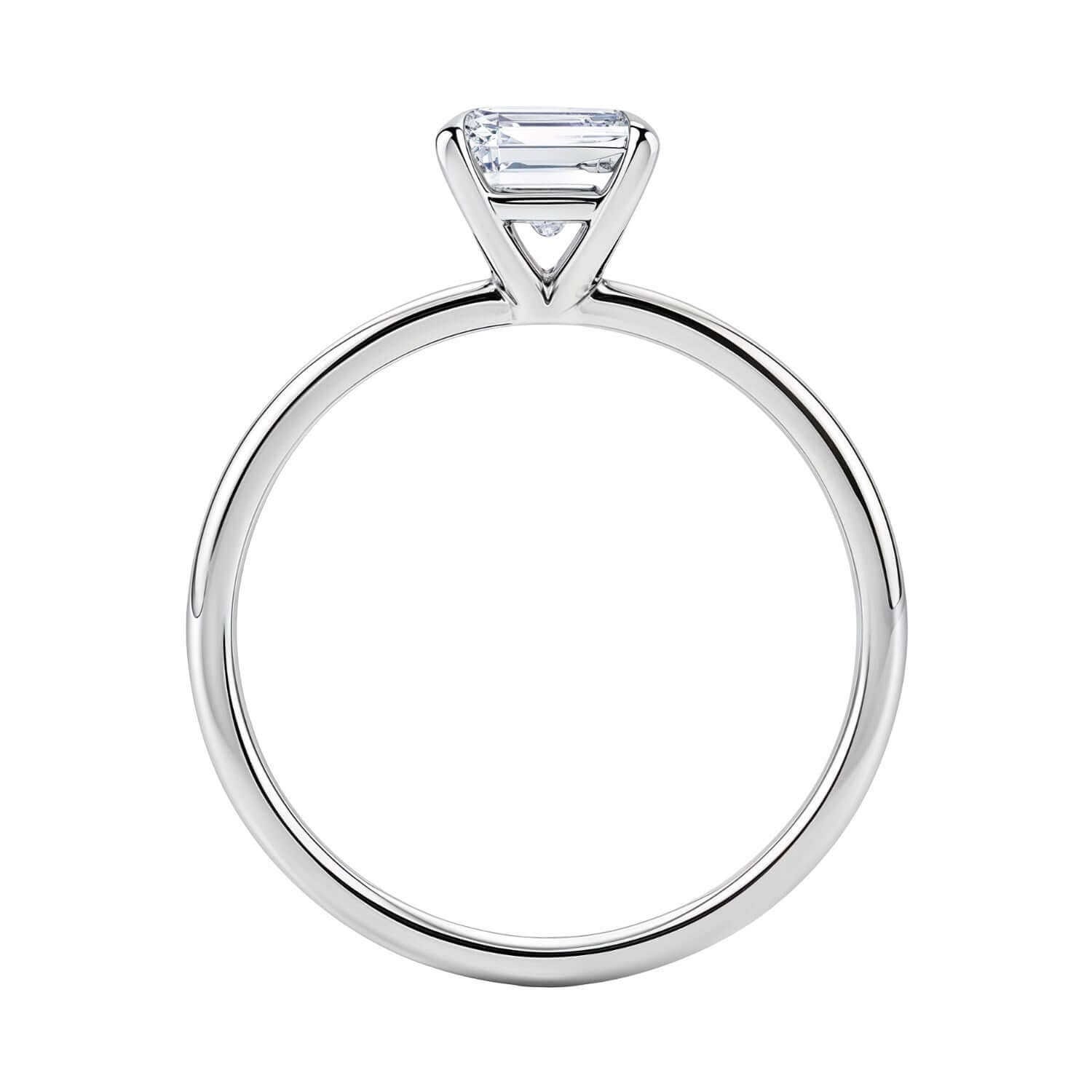 1.5 Carat Lab Grown Emerald IGI G/VS1 Diamond Solitaire Ring in Polished Sterling Silver - Ellanice