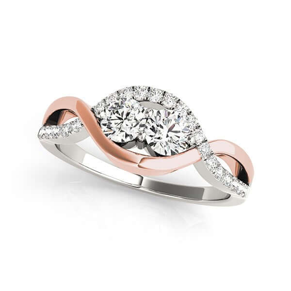 14k White And Rose Gold Infinity Style Two Stone Diamond Ring (5/8 cttw) - Ellanice