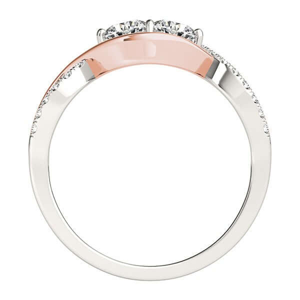 14k White And Rose Gold Infinity Style Two Stone Diamond Ring (5/8 cttw) - Ellanice