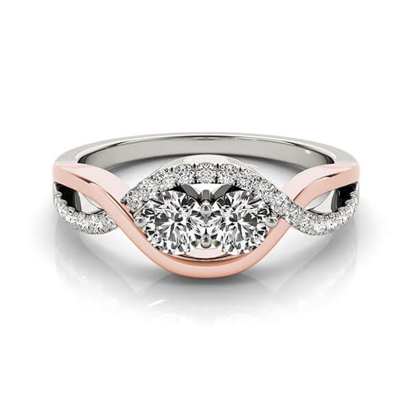 14k White And Rose Gold Infinity Style Two Stone Diamond Ring (5/8 cttw) - Ellanice