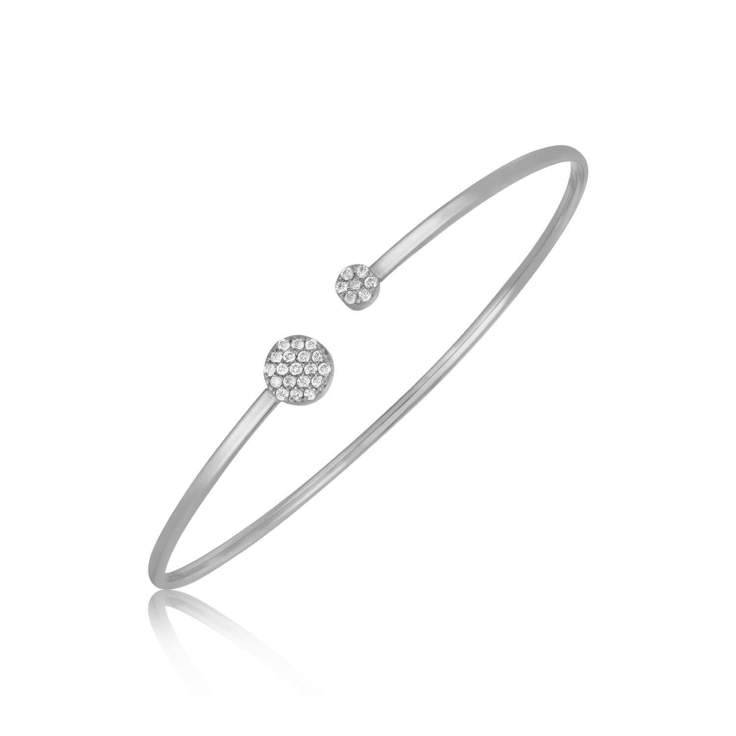 14k White Gold High Polish Diamond Cluster Bangle (2.00 mm) - Ellanice