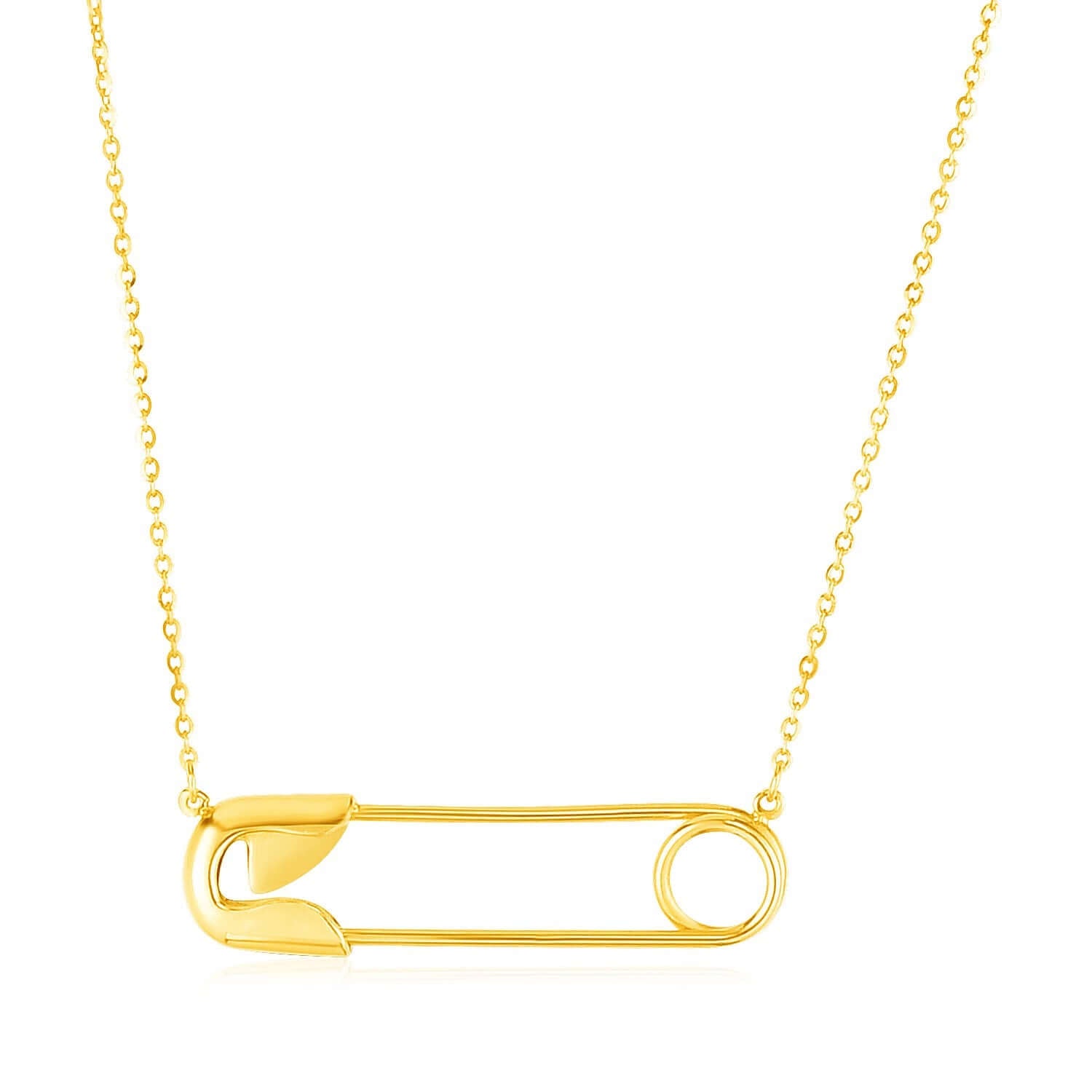 14k Yellow Gold Safety Pin Necklace - Ellanice