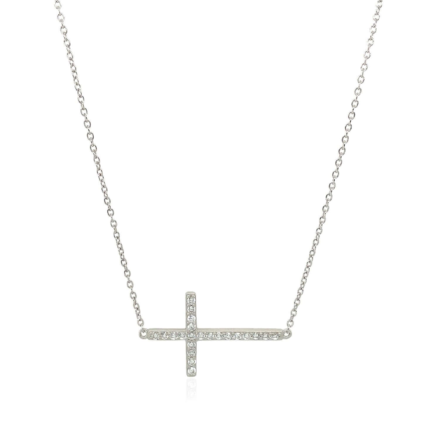 Sterling Silver Cross Bracelet with Cubic Zirconias - Ellanice