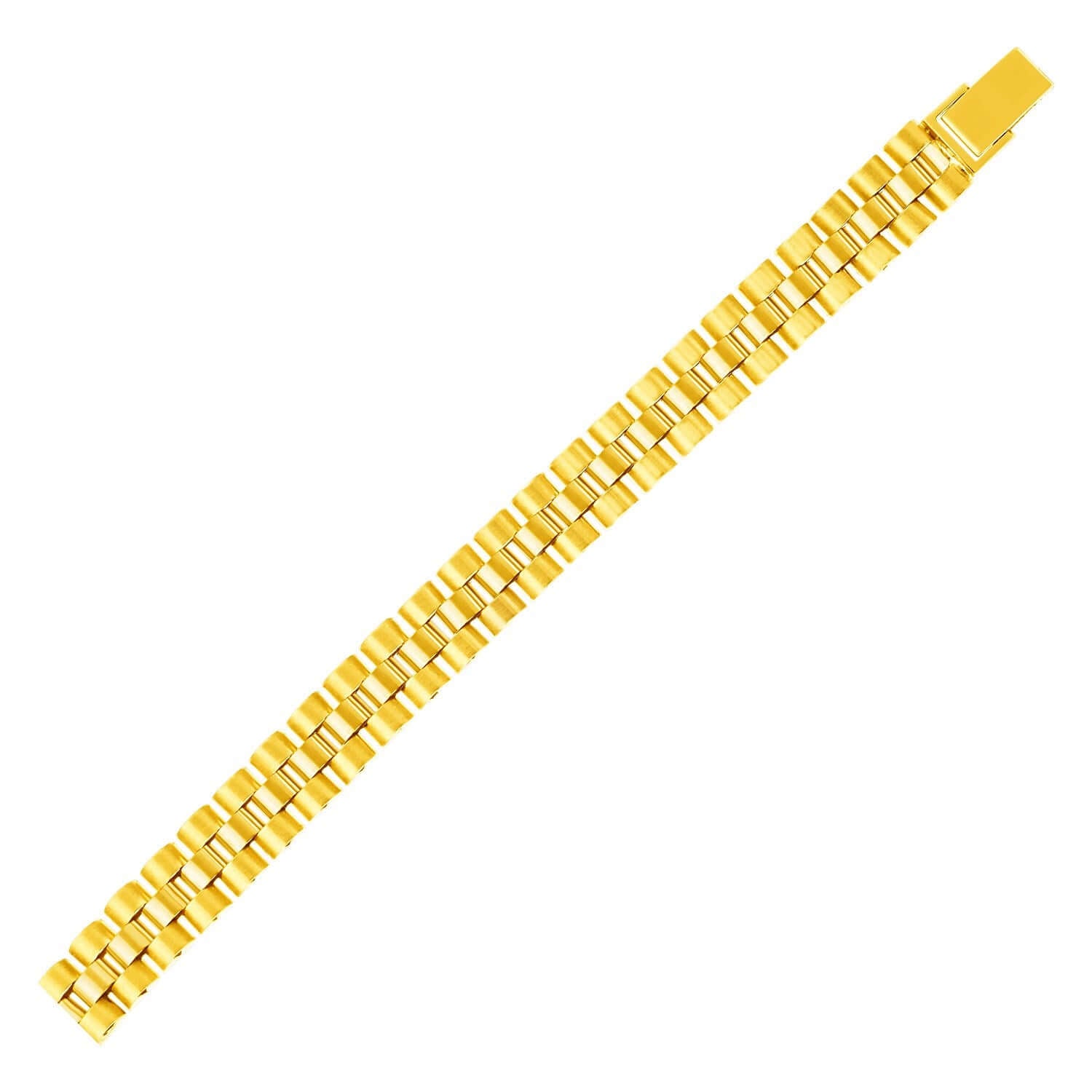 14k Yellow Gold Mens Panther Link Bracelet (9.30 mm) - Ellanice